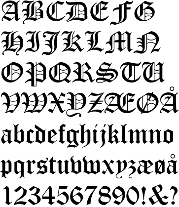 letters in old english font